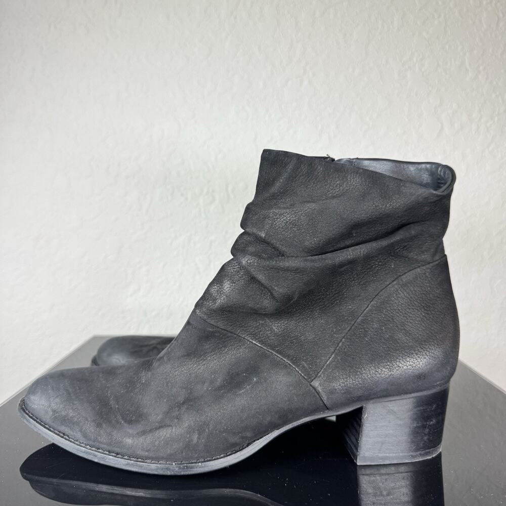 PAUL GREEN Brianna Black Ankle Boot Nubuck Suede Round Toe Slouchy 6.5 UK 9 US
